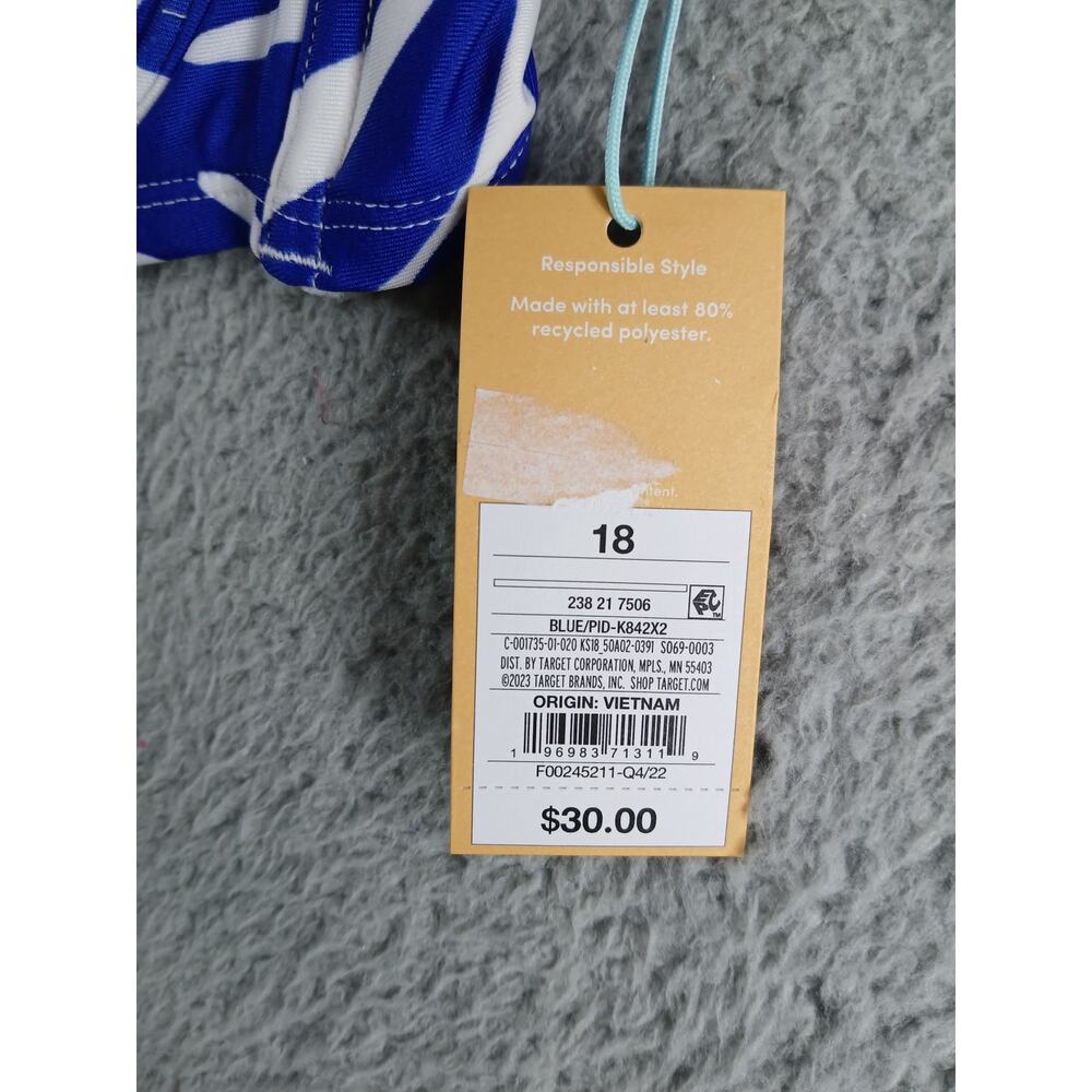Kona Sol Swimsuit Womens 1X (17-18) Blue Bikini Padded Underwire High Waist NWT - Picture 4 of 14